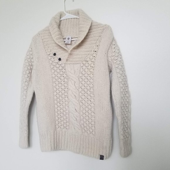 Timberland Sweaters - Timberland | 100% Wool Cable Knit Cream Dad Sweater Cowl Neck